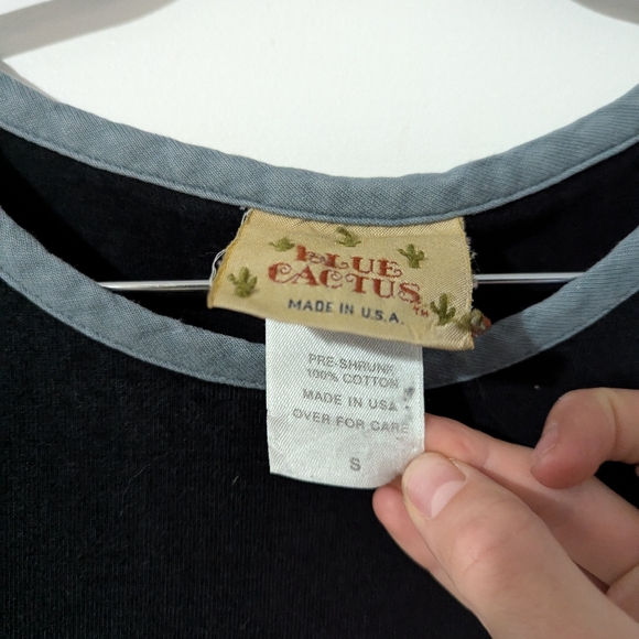 Vintage Blue Cactus 100% Pre Shrunk Cotton Maxi Dress With Southwestern Design - Picture 4 of 9